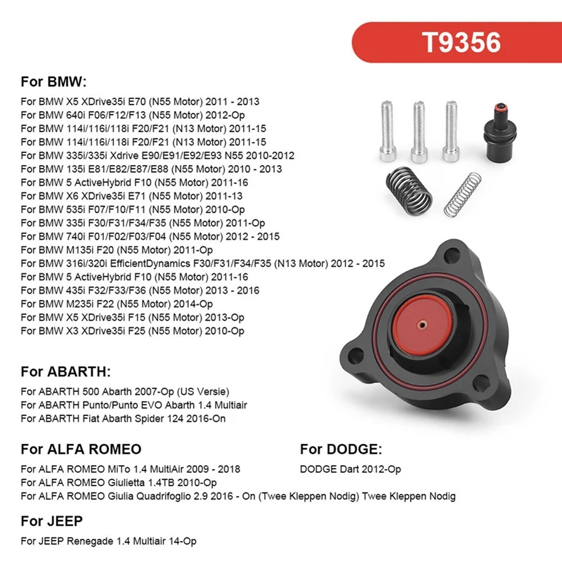 T9356 Автомобильный продувочный клапан комплект адаптера турбокомпрессора