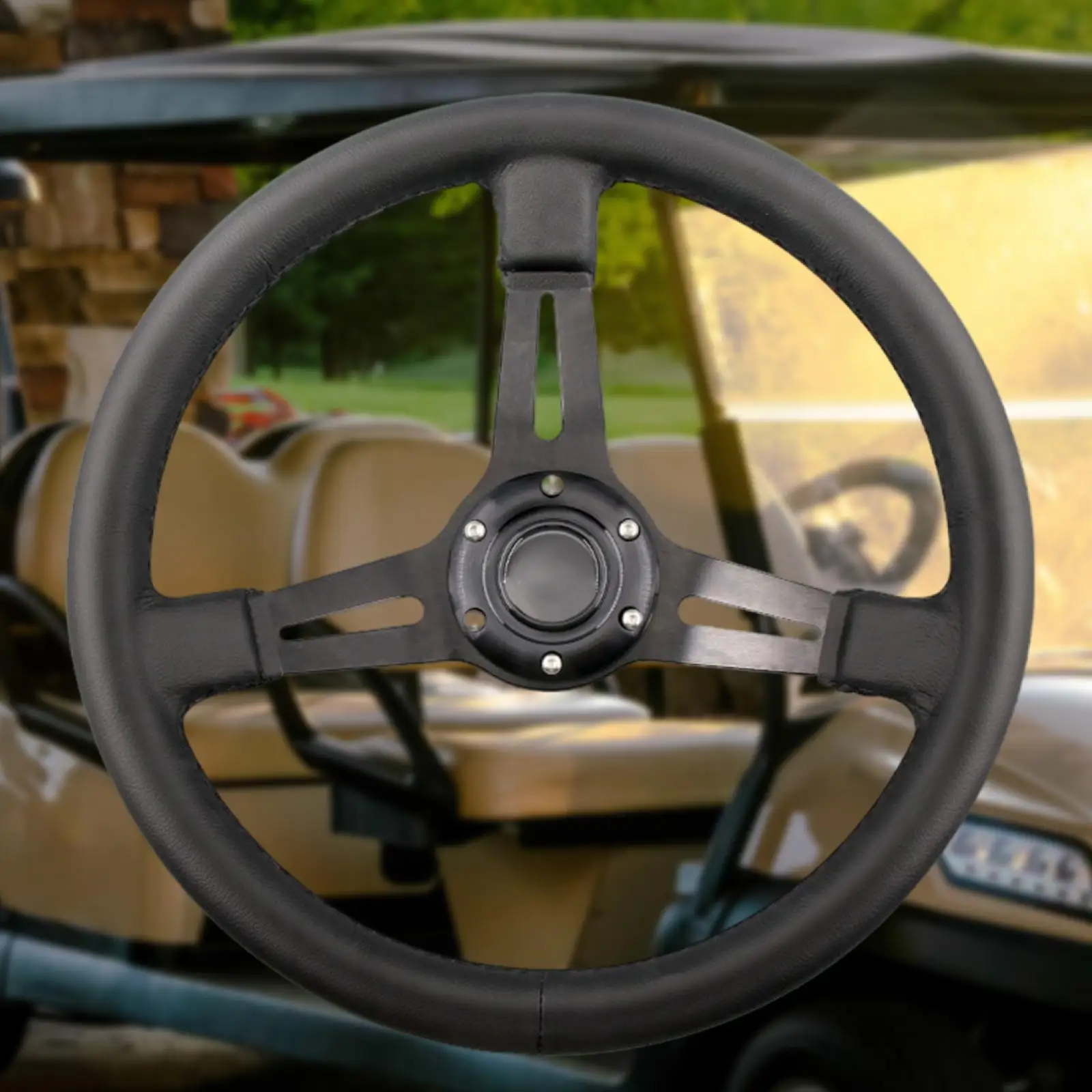 Golf Cart Steering Wheel PU Sports Style for Club Car Ezgo for Yamaha 12.6