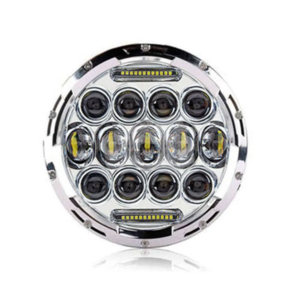 Black/Chrome 7&quot Inch H4 LED Moto Headlight For Harley Softail Slim Fat Boy 7inch Halo Angel Eye DRL DOT Led Motorcycle Headlamp |
