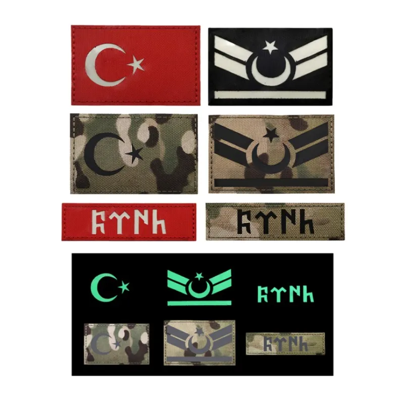 

Reflective IR Turkey Flag Armband Tactical Morale Badge Backpack Sticker Night Identification Mark Military Hook and Loop Patch