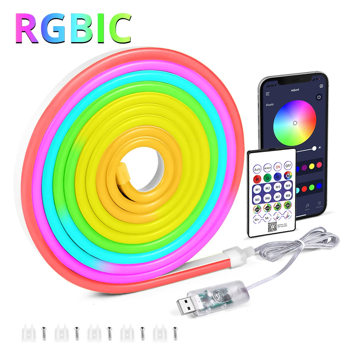 

Saimili гибкая RGBIC светодиодная лента 5В Bluetooth