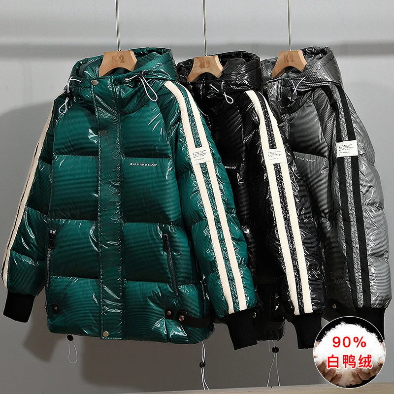 

Winter New Men Solid Parkas White Duck Down Men's Stand Collar Warm Thick Coat Male Casual Parka Hooded 2022
