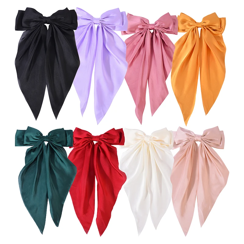 

2022 Модные женские заколки для волос с большим бантом, однотонные зажимы, жемчужный бант, пятнистые заколки, аксессуары для волос для девочек...