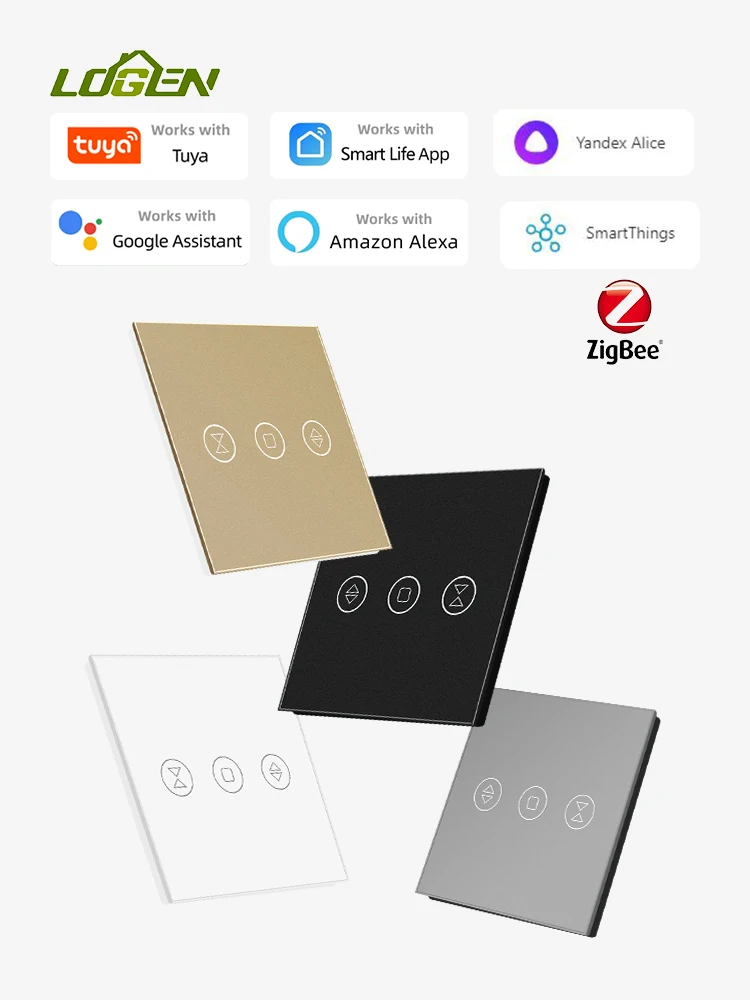 Logen EU Zigbee Smart Roller Blind Switch Нейтральный провод синхронизации Работа с Tuya Alexa Google
