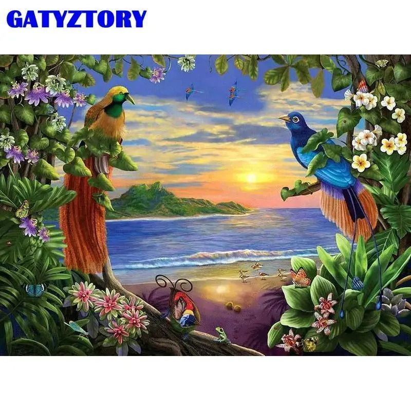 

GATYZTORY DIY Painting By Numbers On Canvas Picture By Numbers 40x50 With Frame Seascape Number Paiting Wall Art Home Decor