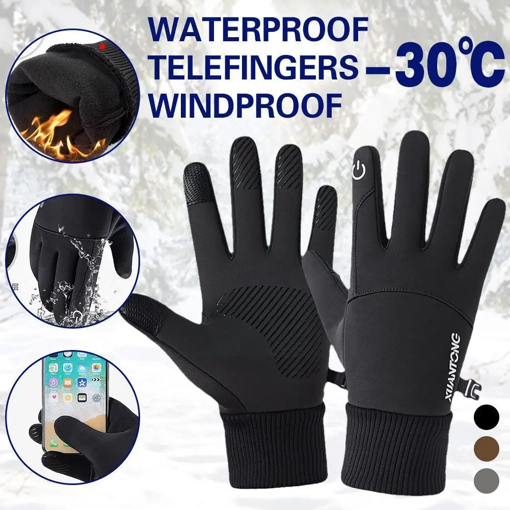 

Зимние перчатки для мужчин и женщин, водонепроницаемые зимние мотоциклетные спортивные мужские лыжные теплые перчатки, флисовые перчатки для езды на велосипеде и бега, уличные термоперчатки U2Y5