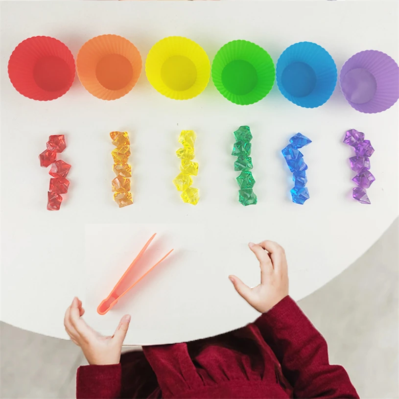 

Монтессори сенсорные Игры цвета радуги сочетающиеся игры сенсорные игрушки для детей от 3 до 5 лет C64W