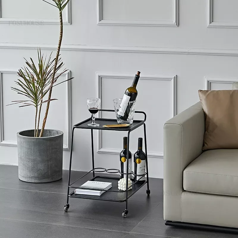 

Household Furniture Small Apartment Kitchen Island for Hotel Club Villa Storage Trolleys Living Room Restaurant Cart with Wheels