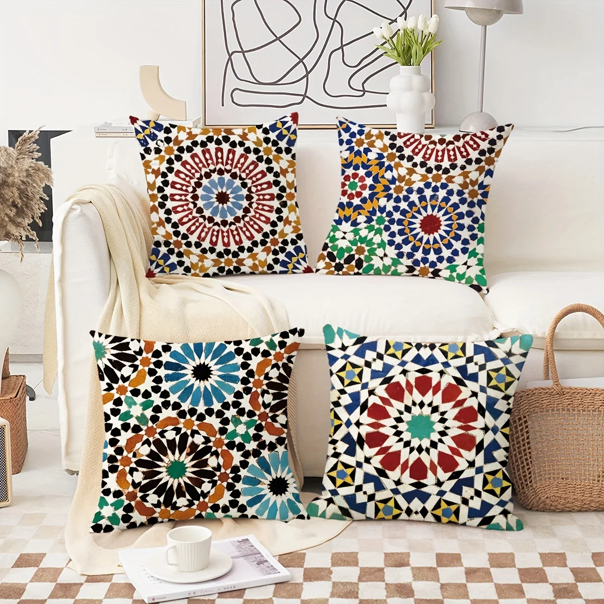 Фото 4 фоны cojines con estampado marro, fundas corativas estilo abstracto, Fundas cojines estilo bohemio para coración l hog №2