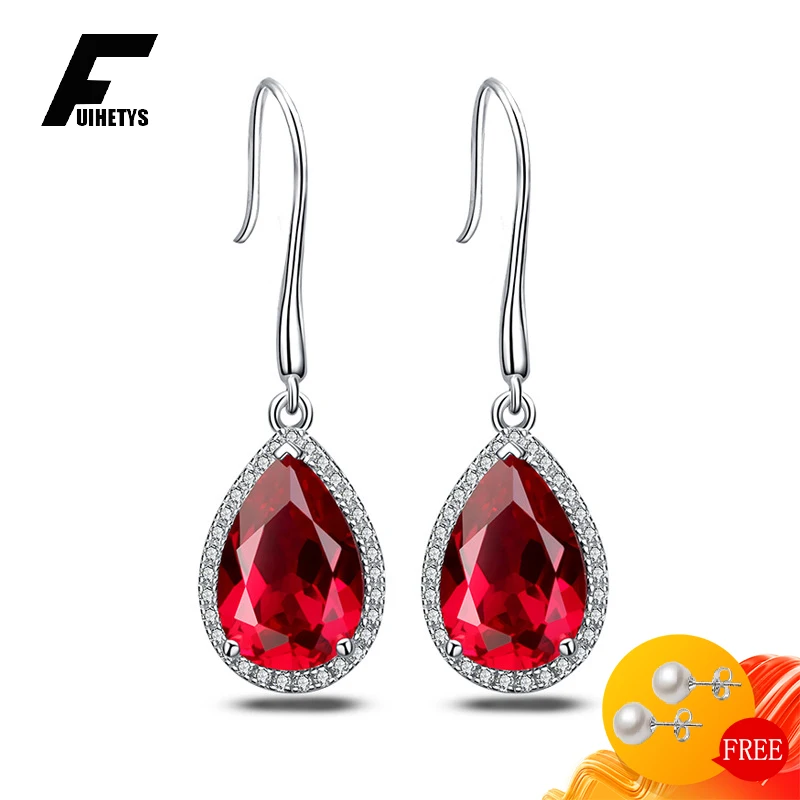 

FUIHETYS Earrings 925 Silver Jewelry with Zircon Gemstone Water Drop Shape Ear Accessories for Women Wedding Promise Party Gift