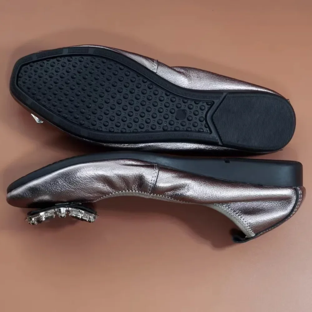 мокасины Mom Flats Shoes Soft Sole Loafers Round Toe ShoesNew Spring and Autumn Flat Non Slip Female Casual Leather