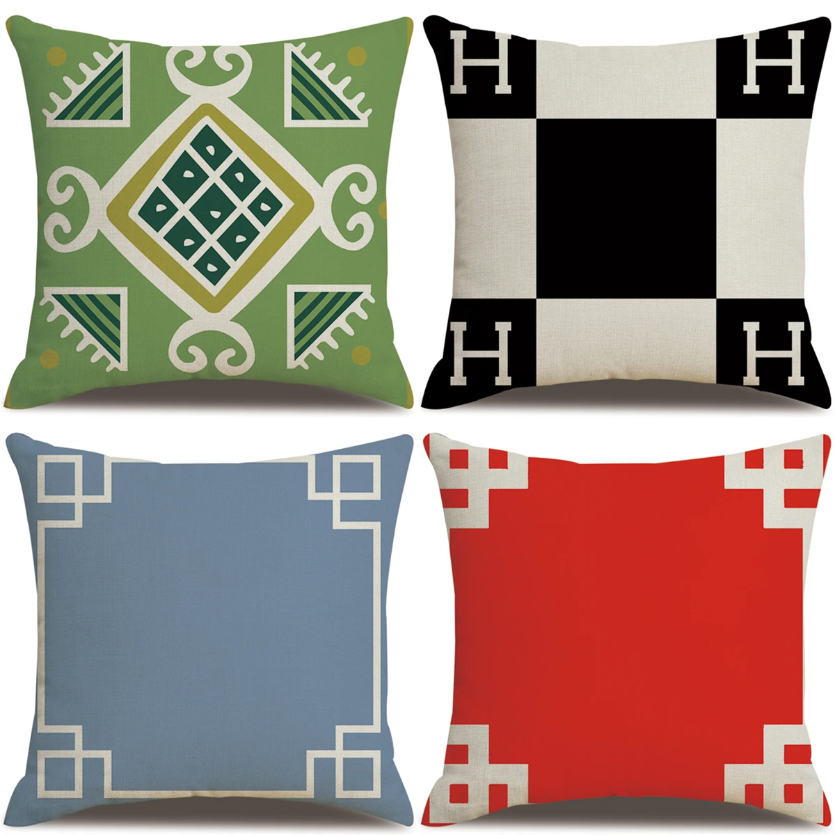 

ZHENHE Сниженная решетка, Геометрическая льняная подушка, чехол, украшение для дома, наволочка, чехол для подушки, 18x18 дюймов