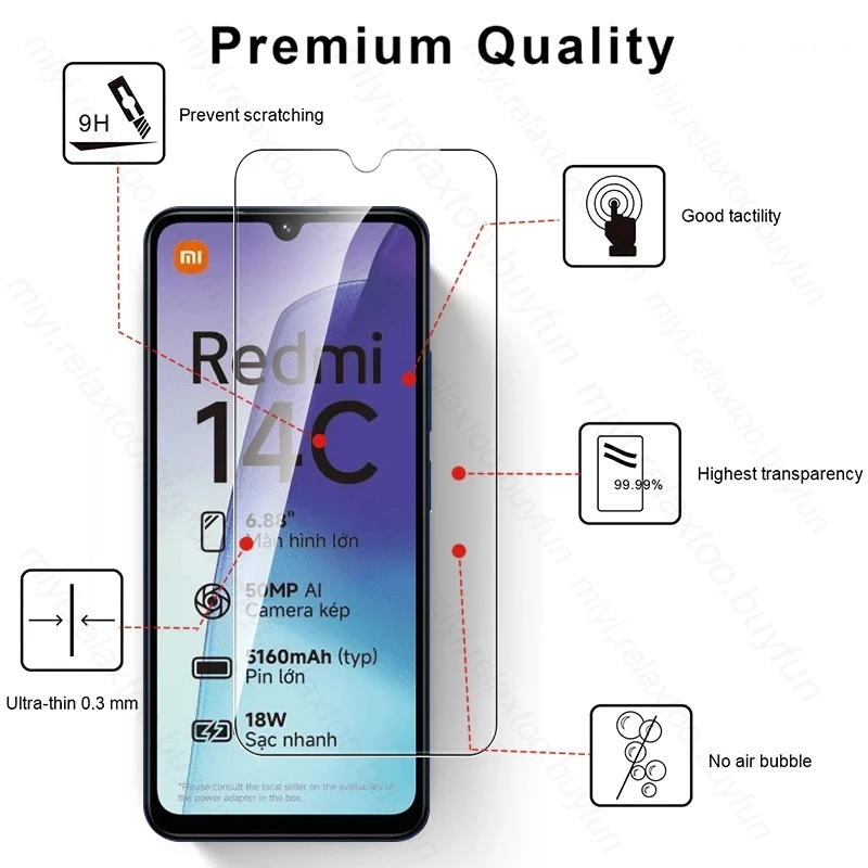3 шт. 9H закаленное стекло для Xiaomi Redmi 14C 4G защитное на Redmi14C 14 C C14 звёздочка Защитная