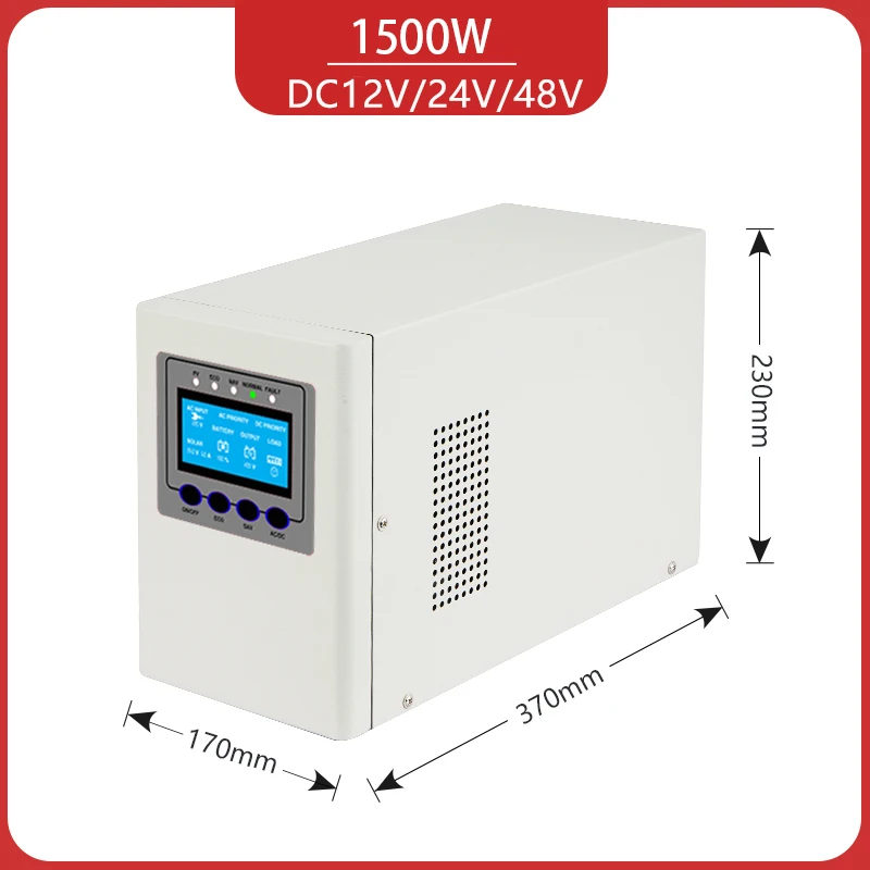 

1500W Off Grid Solar Inverter Built in MPPT Low Frequency Pure Sine 12V/24V/48V 110V-220V 1.5KW Wave Home Use Inverter