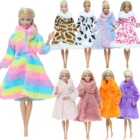 1 комплект ручной работы, Кукольное платье с длинным рукавом, мягкая меховая куртка, Топы, Одежда для куклы Барби, детская игрушка, зимняя теплая Повседневная одежда, аксессуары