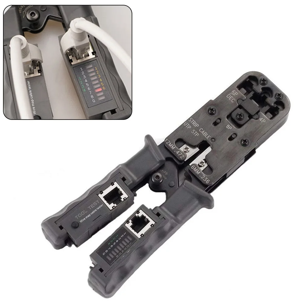 

2 In 1 Network LAN Cable Crimper Pliers Wire Cutting Tool Cable Tester 6P/8P For Continuity Opens Shorts Pin Indication