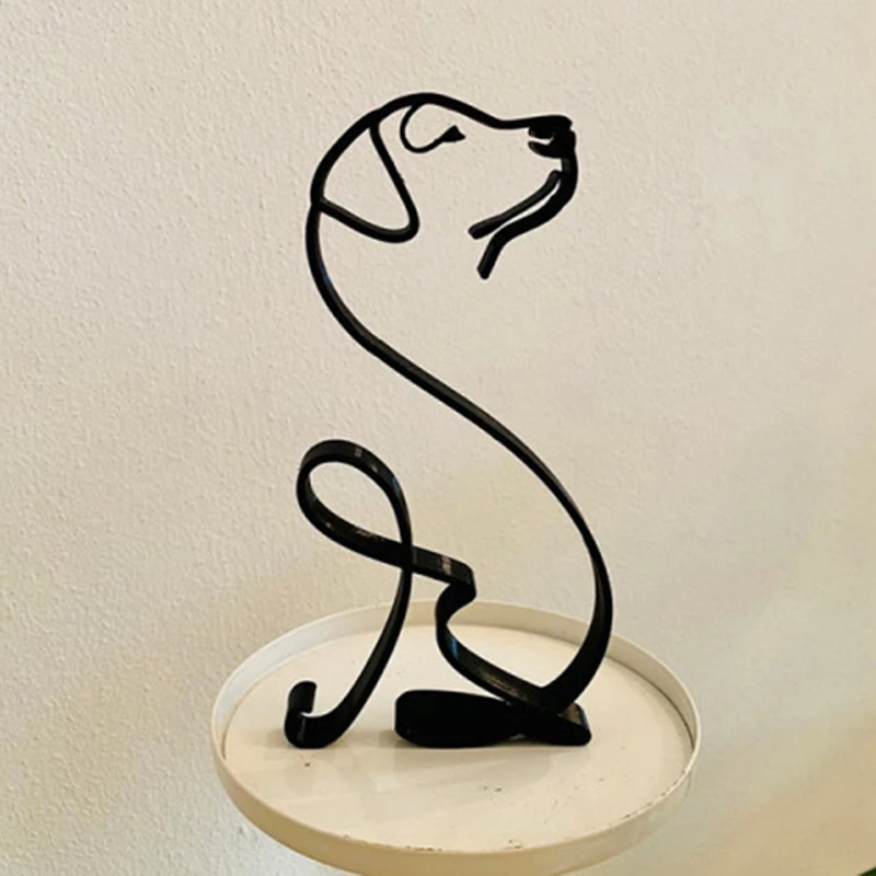 Милая кованая железная скульптура минималистичные кошачьи собаки металлические