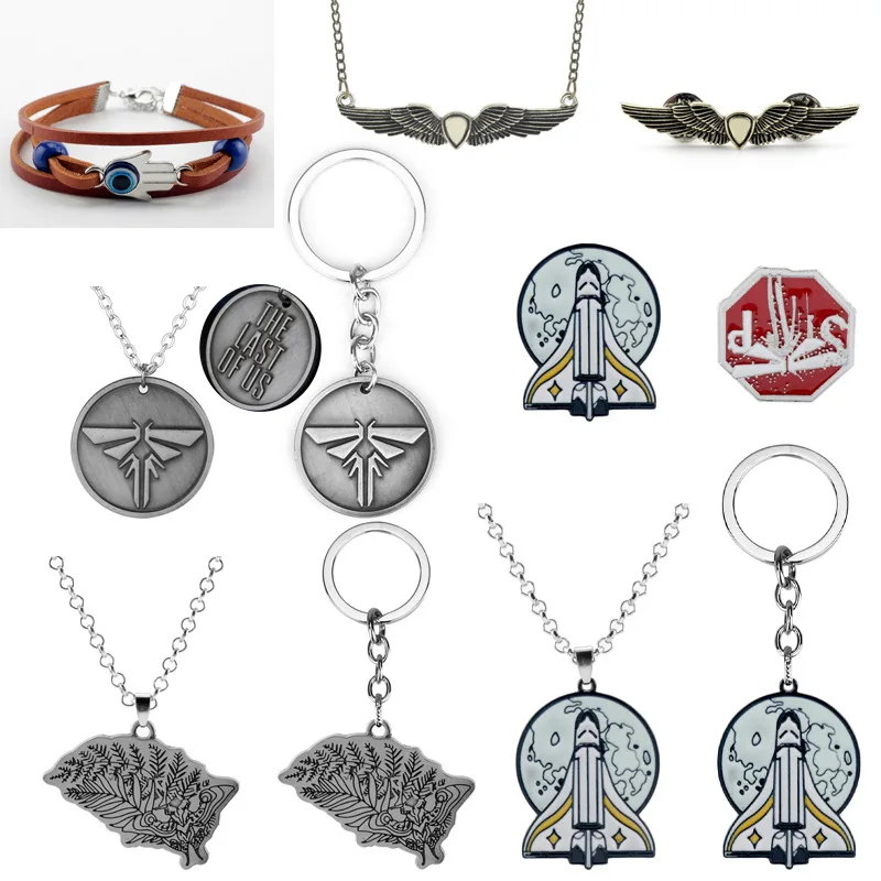 

The Last Of Us 2 Keychain Firefly Logo Letter Dogtag Joel Ellie Vintage Retro Antique Pewter Keyring Key Chain Ring Wholesale