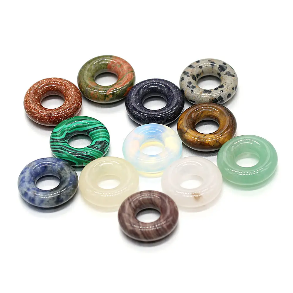 

Natural Agate Carnelian Gemstone Donut Round Shape Jewelry Connector Pendant For Diy Jewelry Making Necklace