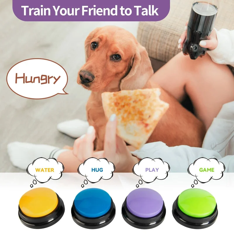 

Recordable Pet Starter Talking Speaking Voice Buttons Dog Intelligence Training Bell Communication Toys 20S Command Recording