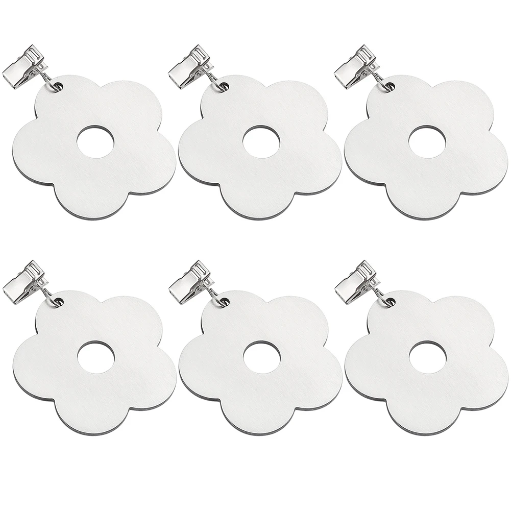 

6pcs Outdoor Picnic Home Stainless Steel Indoor With Clips Garden Tablecloth Weights Kitchen Heavy Duty Wedding Party Windproof