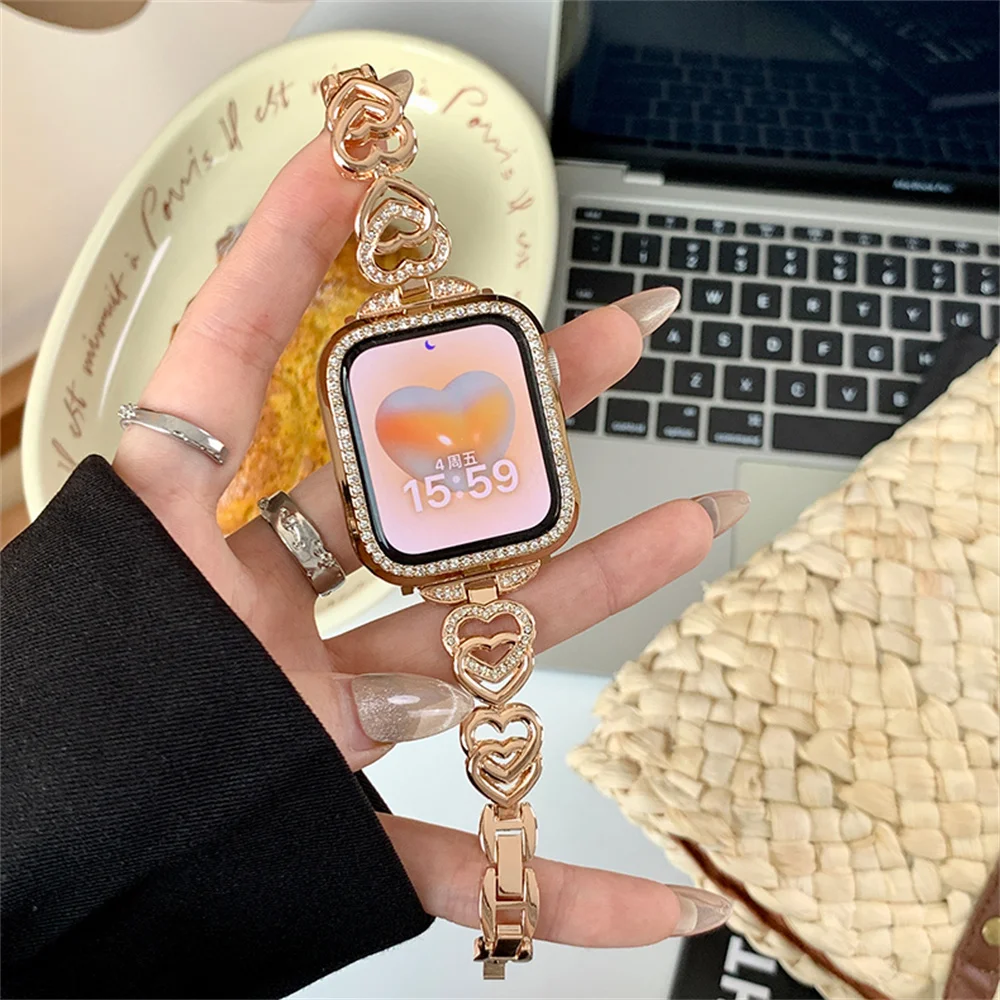 

Diamond Bracelet For Apple Watch Band Ultra 2 Luxury Strap 9 8 7 44mm 41mm 45mm 42mm 49mm Stainless Steel For iWatch Series 6 5