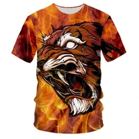 animal 3d printing t shirt summer fashion street t shirt short sleeved round neck tiger pattern top tee loose and breathable