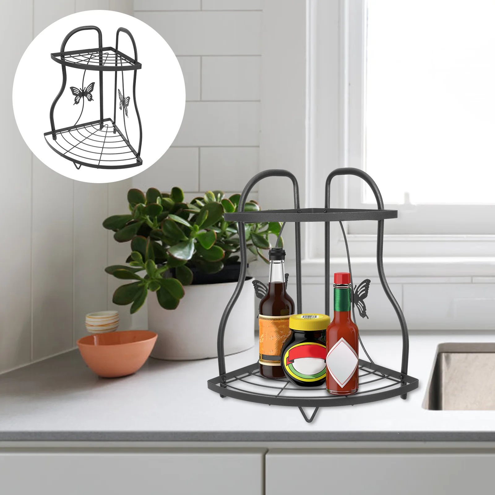 

Kitchen Countertop Organizer Iron Art Storage Rack Bathroom Storage Organizer