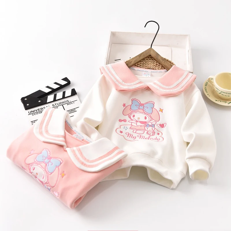 

Sanrio Kids Autumn Hoodie Pants My Melody Clothes Girls From 2 To7 Years Kuromi Children's Top and Bottom Set Halloween Clothing