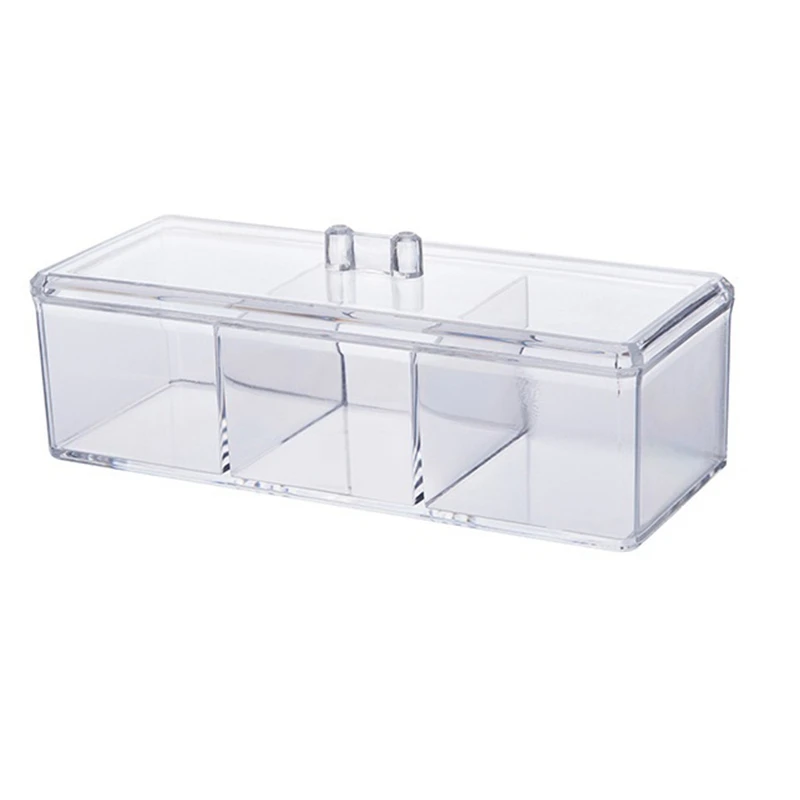

Storage Box Storage Box Make-Up Cotton Storage Cosmetic Box Three-Spaced Grid Desktop Clutter Sorting Storage Box