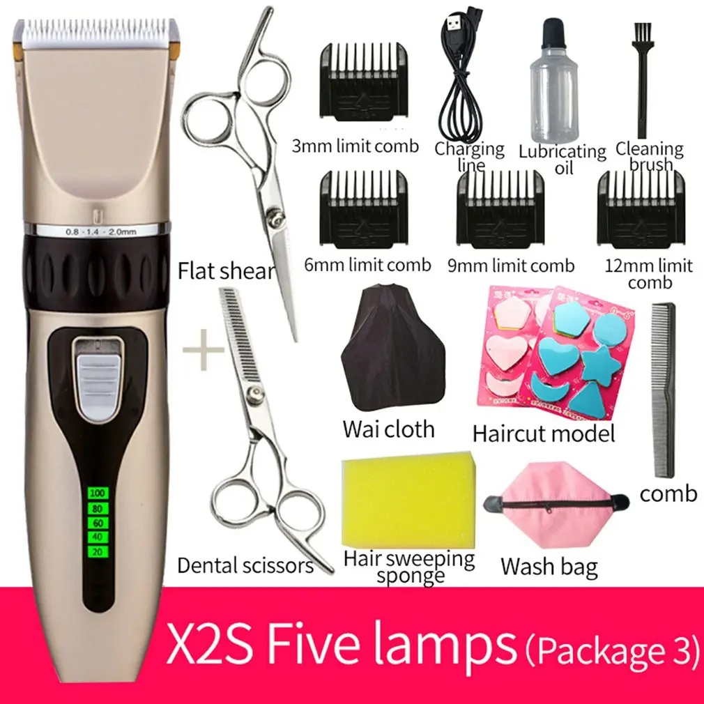

X2S Adult Children Barber Hair Clipper LCD Display Rechargeable Electric Barber Hair Trimmer Cutting Machine Beard Trimmer