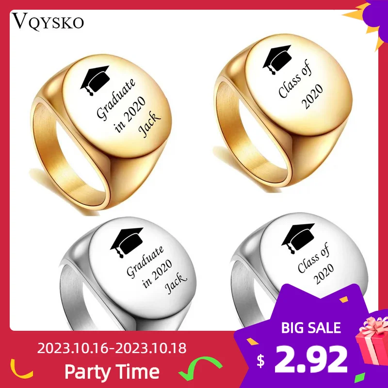

Personality Graduation Anniversary Men Rings For Gift Stainless Steel Big Customize Friendship Jewelry Ring Wholesale
