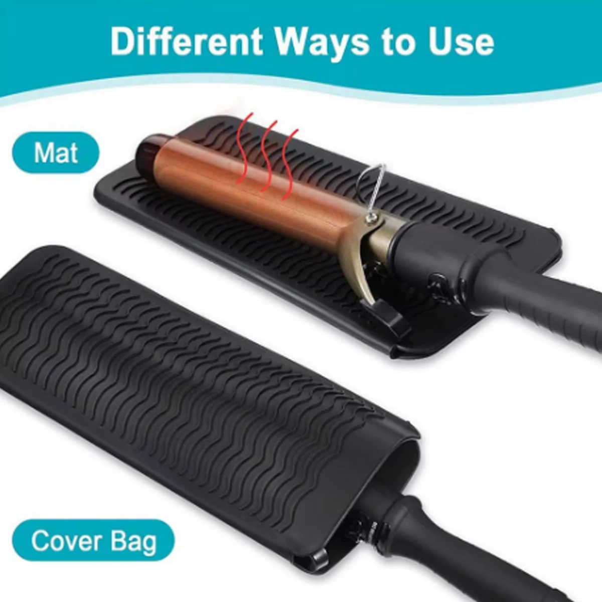 Черный силиконовый термостойкий коврик парикмахерский выпрямитель для волос