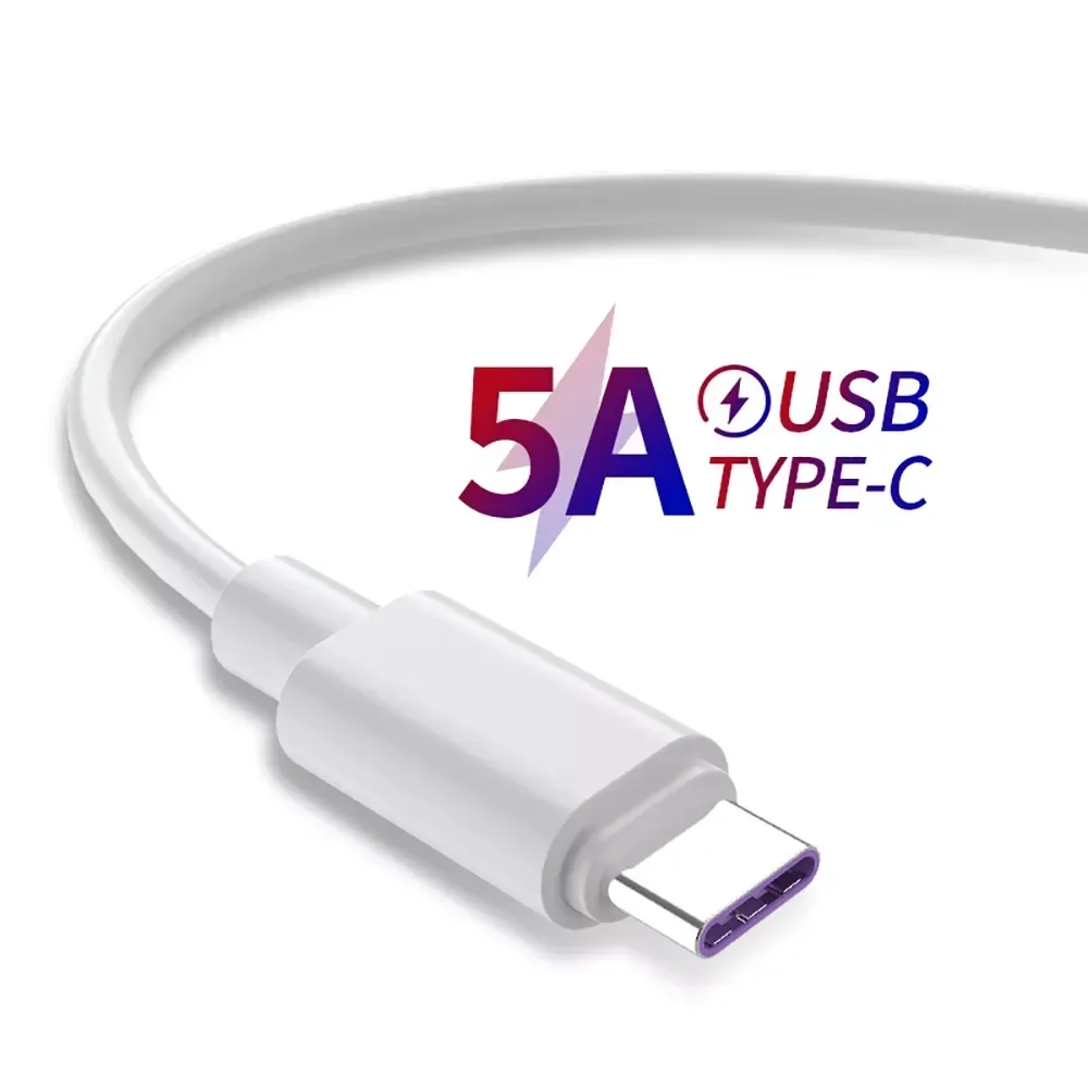 

5A USB Type C S20 S9 S8 P30 Pro Fast Charge Mobile Charging Wire White USB Charging