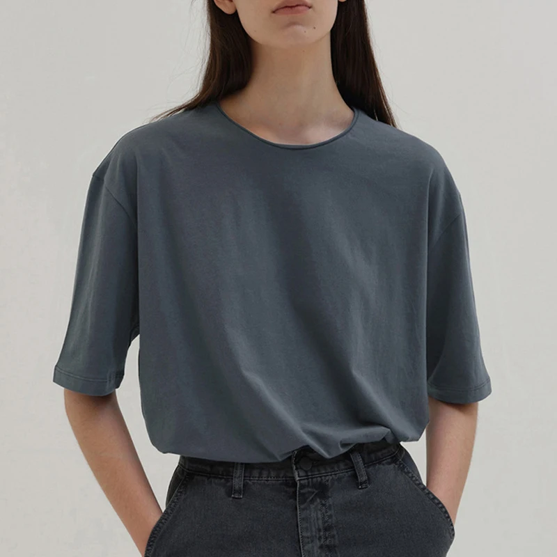 Женский пуловер с круглым вырезом Johnature, однотонный Свободный пуловер, универсальный, Повседневный, летний сезон 2023 Женский пуловер с круглым вырезом Johnature, однотонный Свободный пуловер, универсальный, Повседневный, летний сезон 2023