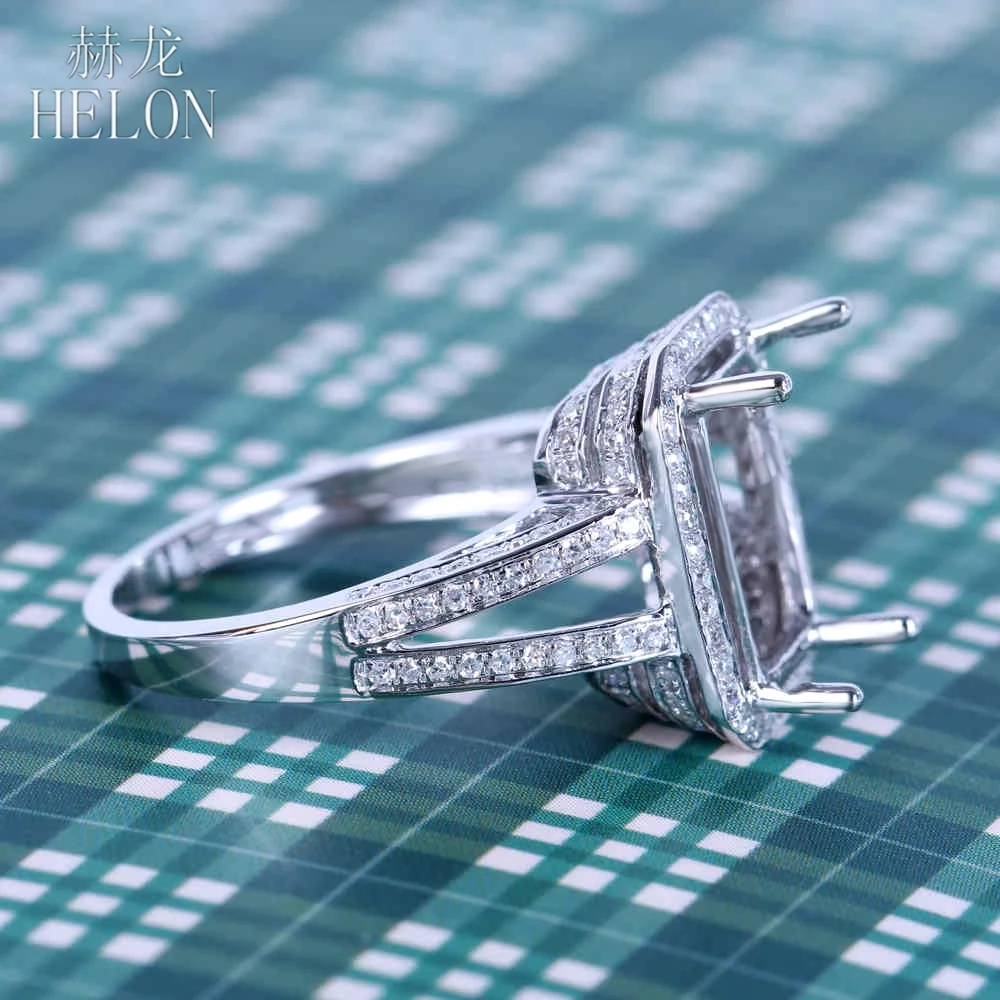 HELON 11x7 мм изумрудная огранка Твердое 14 к 10 белое золото натуральные бриллианты