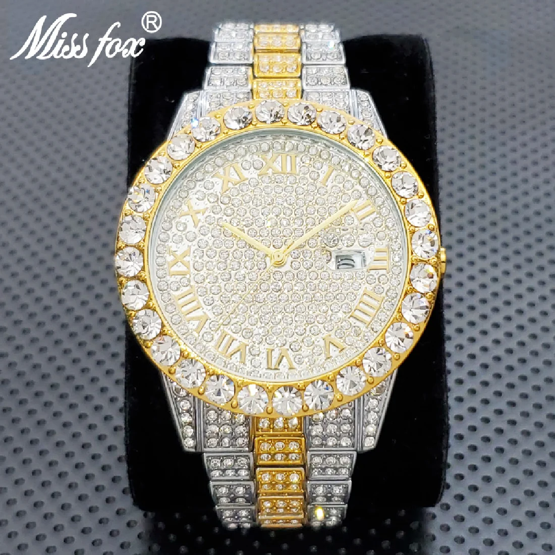 

Classic Designer Watch For Men Hip Hop Full Diamond Bling Bling Quartz Timepiece Luxury Crystal Bracelet Luminouos Round Clock