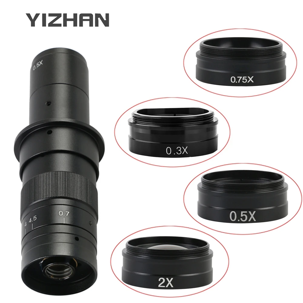 

0.3X 0.5X 0.75X 2.0X Auxiliary Barlow Objective Lens For 120X/180X/300X C-Mount Industrial Zoom Lens Industry Video Microscope