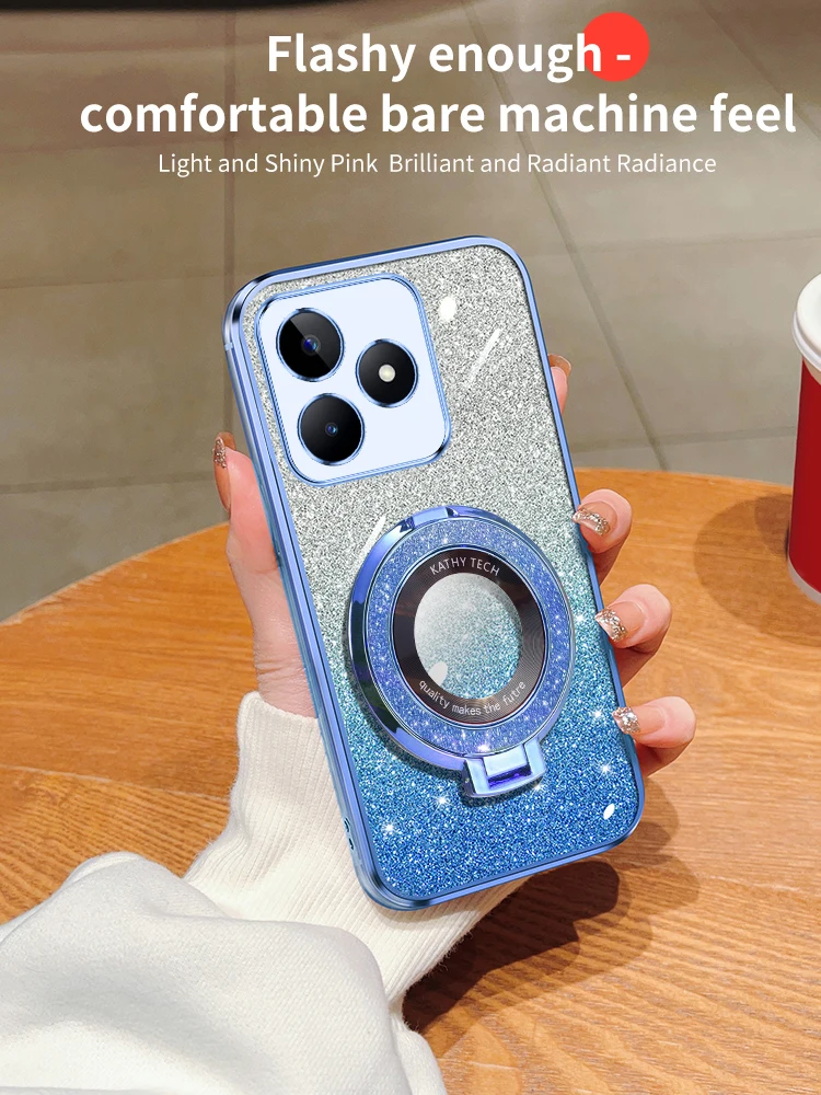 Блестящий Гальванизированный магнитный держатель на присоске женский Fr Realme Q Q3 Q3i