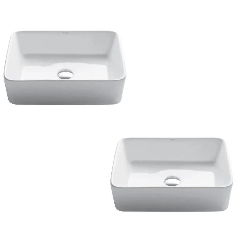 

Rectangular White Porcelain Ceramic Bathroom Sink, 19 inch (2-)