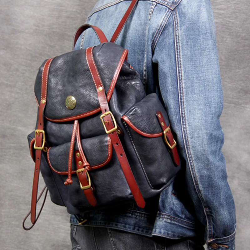 

Рюкзак AETOO мужской/женский из воловьей кожи, оригинальный ранец ручной работы в стиле ретро, растительный загар