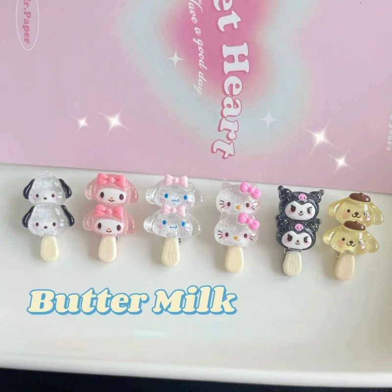 

Sanrio My Melody Cinnamoroll Kuromi Hello Kitty Cute Cartoon Ice Cream Hair Clips Hairpins Headband Barrettes Hair Accessories