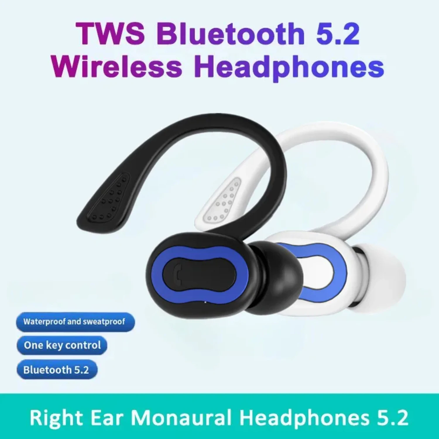 Беспроводная Bluetooth-гарнитура D9 с ушным крючком для занятий спортом и бизнеса