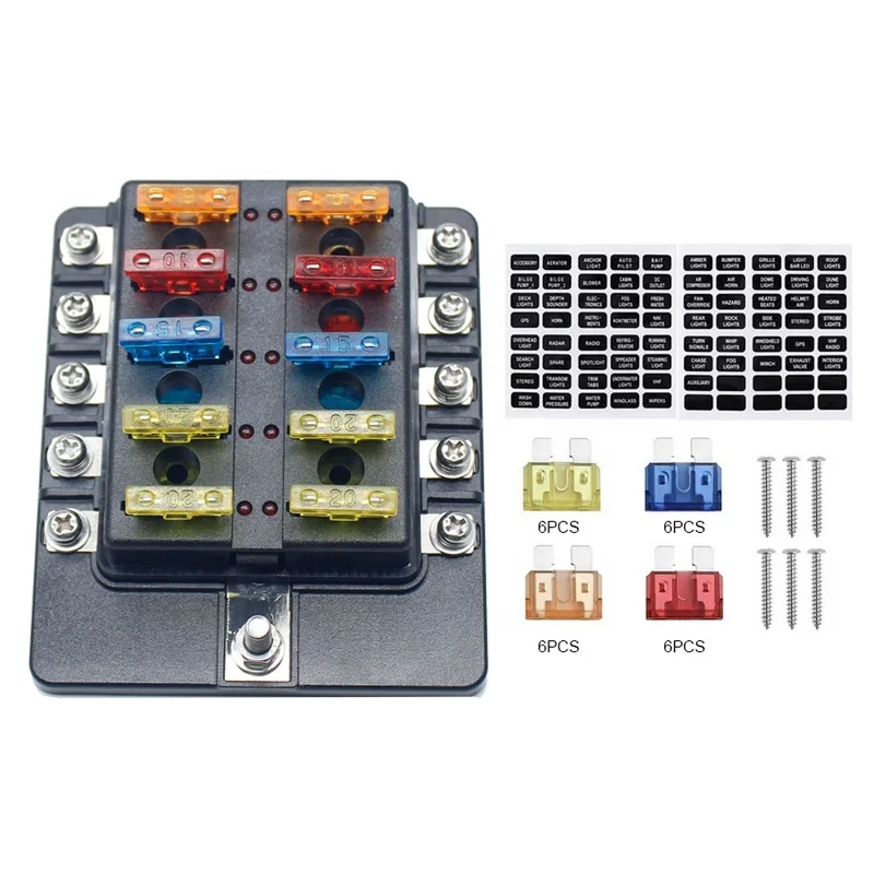 

2022 New 12V 24V 10 Way Camping Car Accessories Tools Boat Marine Trike Fuse Box Power Bank Official Store Caravans Motorhomes