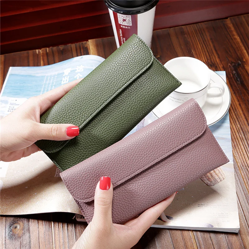 

Fashion PU Leather Women Wallets Large Capacity Female Long Coin Purses Hasp Clutch ID Credit Card Holder Money Bag Clip Handbag