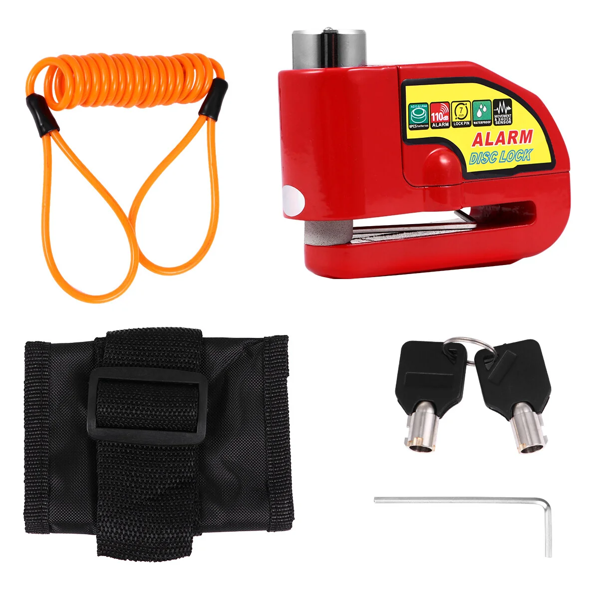 

Alarm Disc Lock 110dB Alarm Anti Motorcycle Lock Wheel Padlock Lock with Reminder Cable for Motorcycles Scooters Bikes