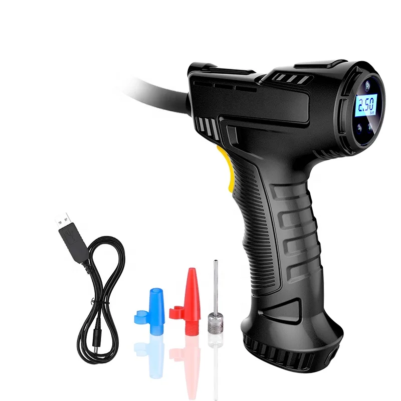 Фото Портативный цифровой электрический воздушный компрессор 150PSI 120W с функцией автоматического подключения, беспроводной насос для накачки шин с монитором давления, корпус из ABS-пластика. №1