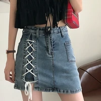 e girl 2021 summer high waist straps stretch skinny skirts women bandage high waist denim short skirt casual female mall goth