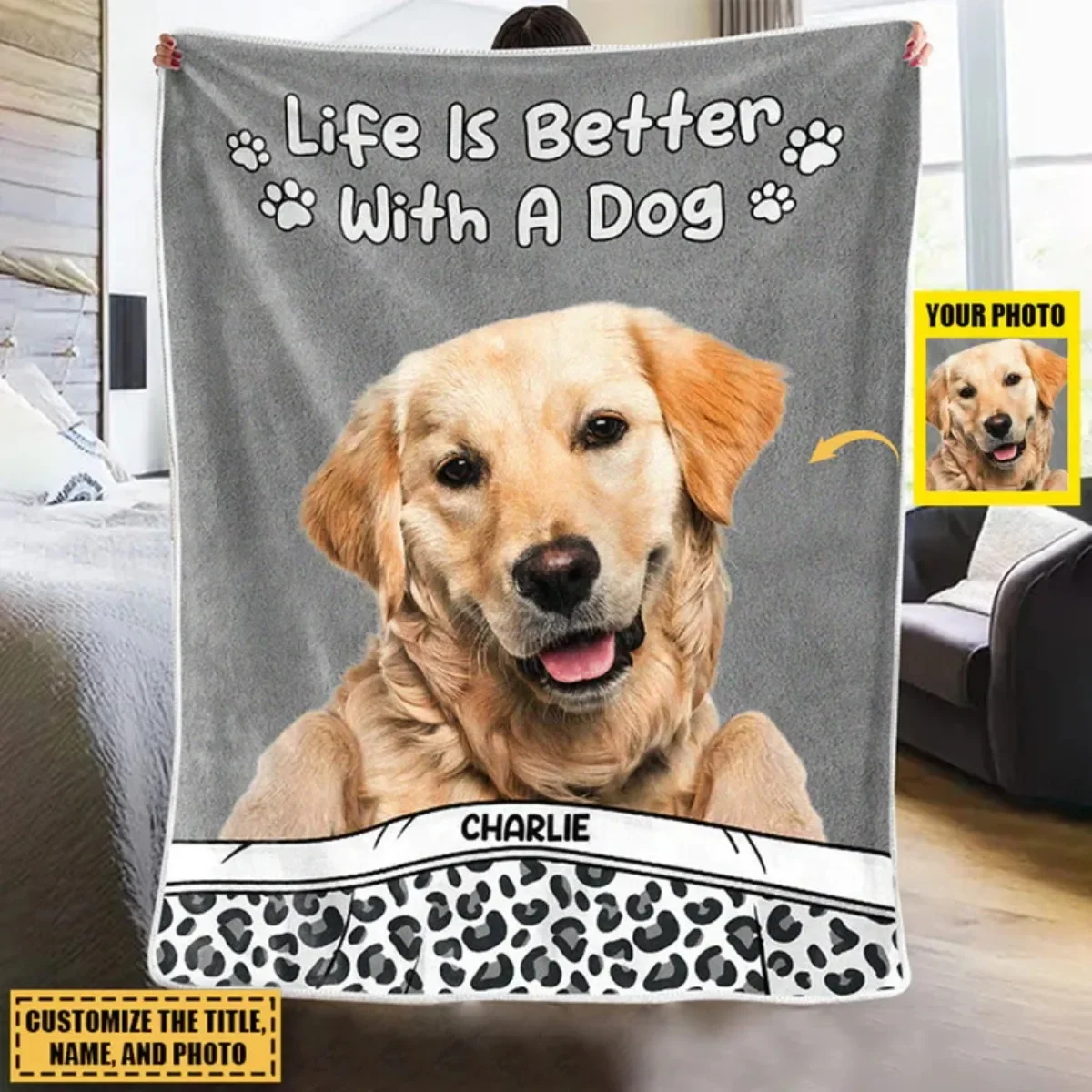 Одеяла KACISSTY Golden Retriever Life Is Better с фланелевым одеялом принтом собаки одеяла