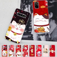 cute lucky cat phone case for samsung s21 a10 for redmi note 7 9 for huawei p30pro honor 8x 10i cover